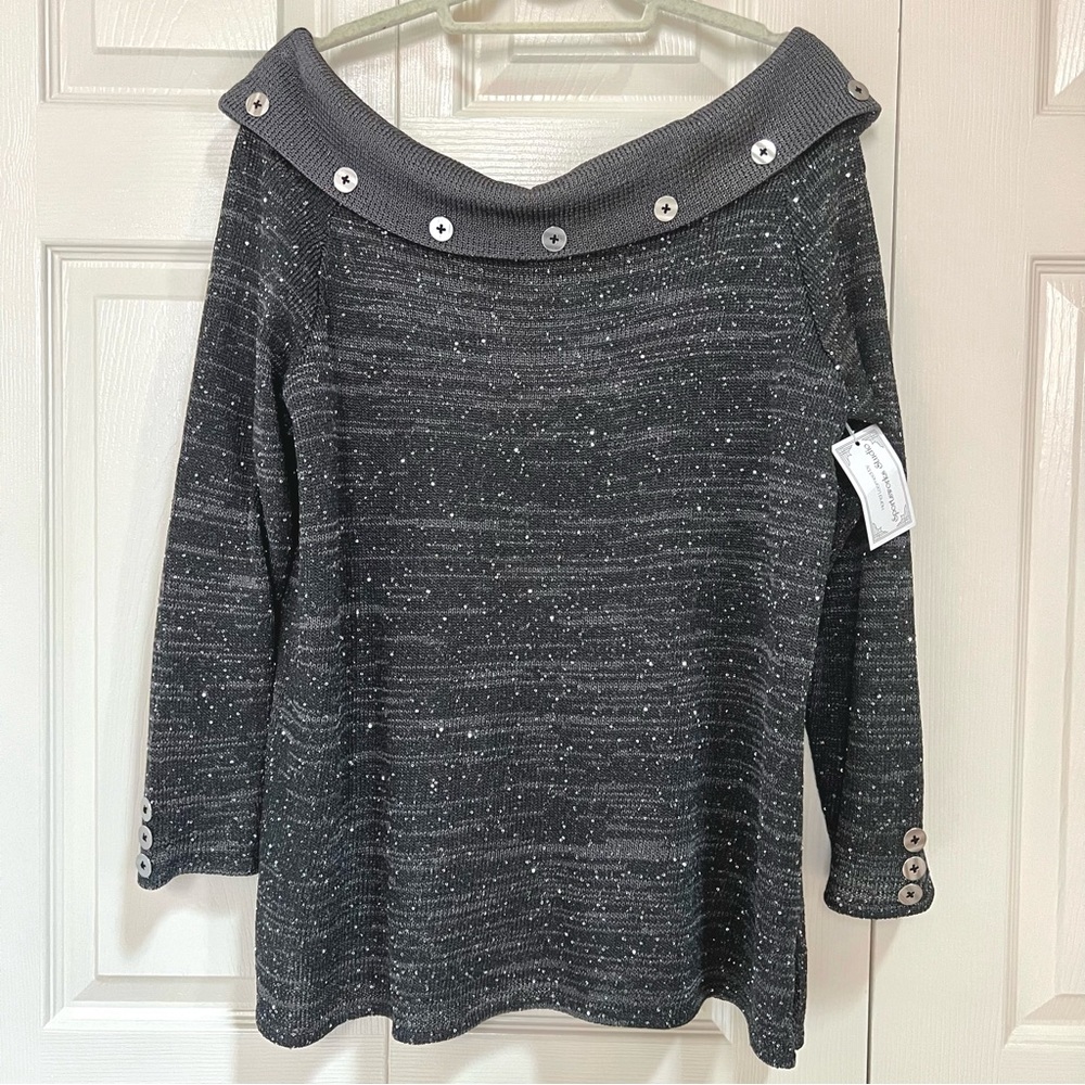 NWT Sportsworks Studio Off-Shoulder Sequin Dressy Sweater